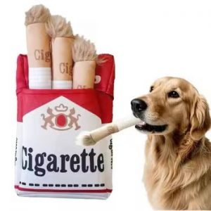 Novelty cigarette plush squeaky dog toy set for small and medium dogs