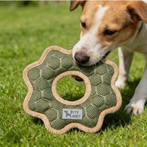 Dog chewing flower ring rubber toy for teeth cleaning and play